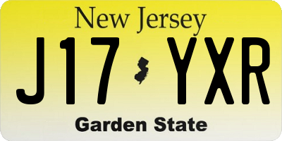 NJ license plate J17YXR