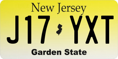 NJ license plate J17YXT