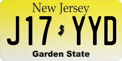 NJ license plate J17YYD