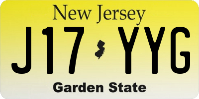 NJ license plate J17YYG