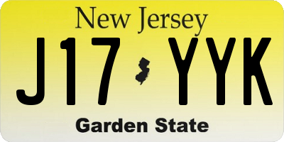NJ license plate J17YYK