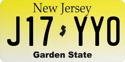 NJ license plate J17YYO