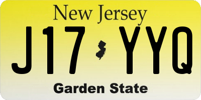 NJ license plate J17YYQ