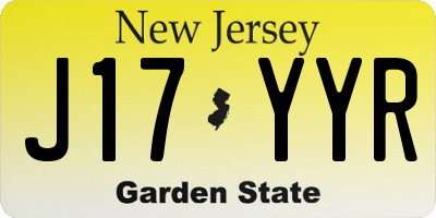 NJ license plate J17YYR