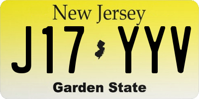 NJ license plate J17YYV