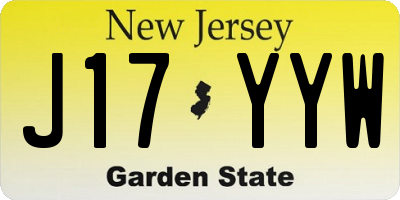 NJ license plate J17YYW