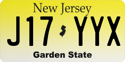 NJ license plate J17YYX