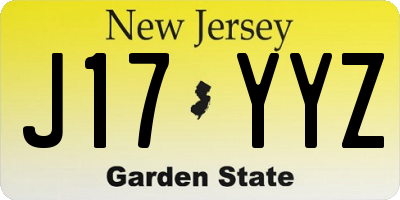 NJ license plate J17YYZ