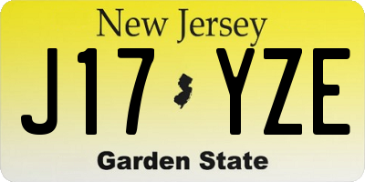 NJ license plate J17YZE