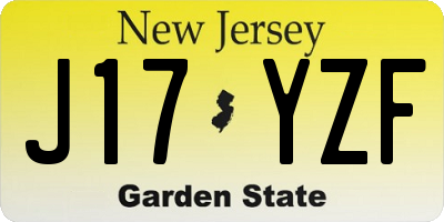 NJ license plate J17YZF