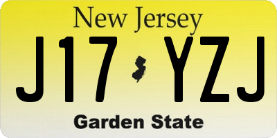 NJ license plate J17YZJ