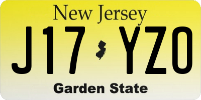 NJ license plate J17YZO