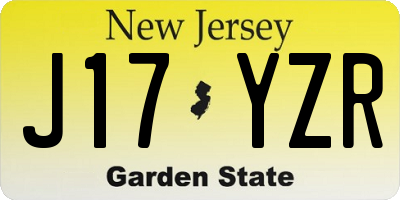 NJ license plate J17YZR