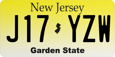 NJ license plate J17YZW