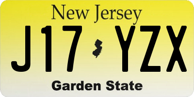 NJ license plate J17YZX