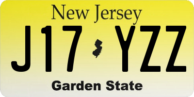 NJ license plate J17YZZ