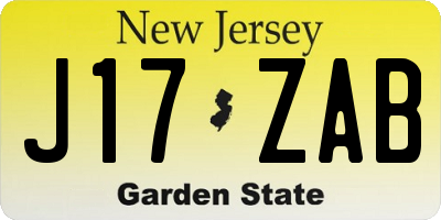 NJ license plate J17ZAB