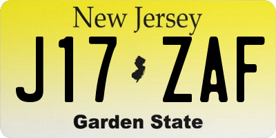 NJ license plate J17ZAF
