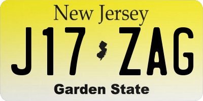 NJ license plate J17ZAG
