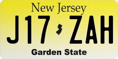 NJ license plate J17ZAH