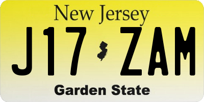 NJ license plate J17ZAM
