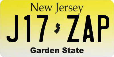 NJ license plate J17ZAP