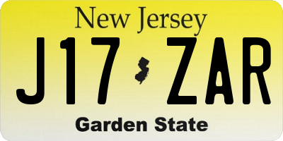 NJ license plate J17ZAR