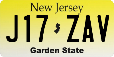 NJ license plate J17ZAV