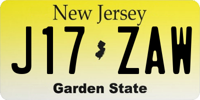 NJ license plate J17ZAW