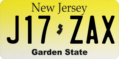 NJ license plate J17ZAX