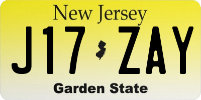 NJ license plate J17ZAY