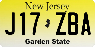 NJ license plate J17ZBA