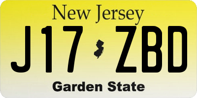 NJ license plate J17ZBD