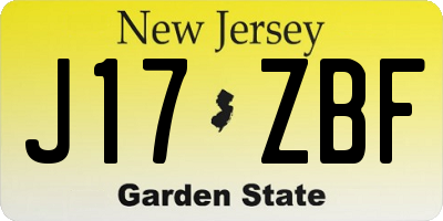 NJ license plate J17ZBF