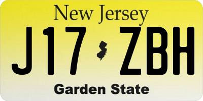 NJ license plate J17ZBH
