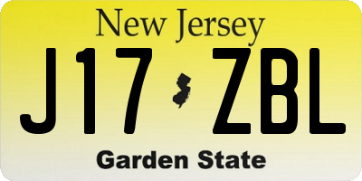 NJ license plate J17ZBL
