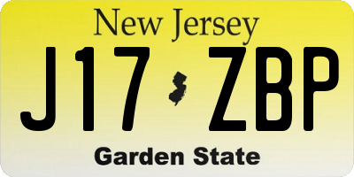NJ license plate J17ZBP