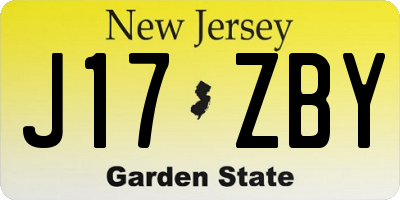 NJ license plate J17ZBY