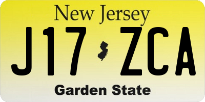 NJ license plate J17ZCA