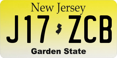 NJ license plate J17ZCB