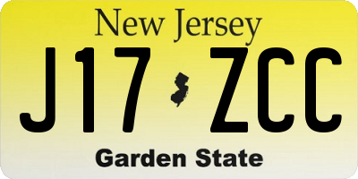 NJ license plate J17ZCC