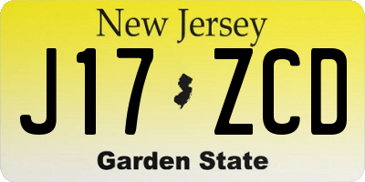 NJ license plate J17ZCD