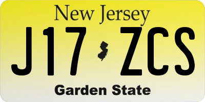 NJ license plate J17ZCS