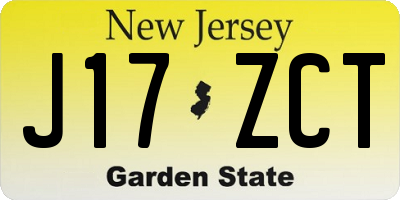 NJ license plate J17ZCT