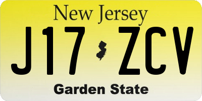 NJ license plate J17ZCV