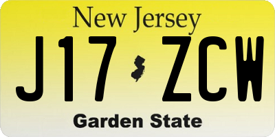 NJ license plate J17ZCW