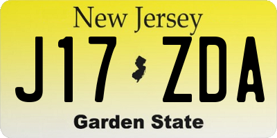 NJ license plate J17ZDA