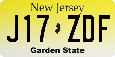 NJ license plate J17ZDF