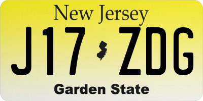 NJ license plate J17ZDG