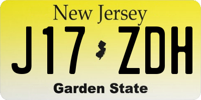NJ license plate J17ZDH